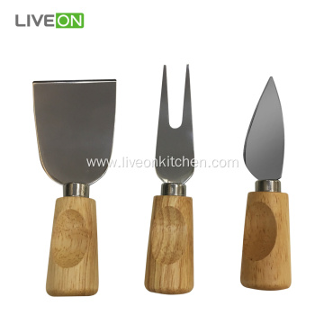 Rubber Wood Block Cheese Knife Set